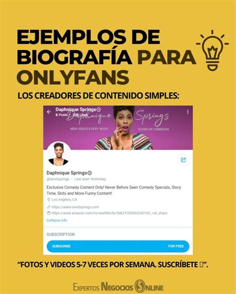 biografa para onlyfans ejemplos|10 ideas para biografías de OnlyFans para conseguir más。